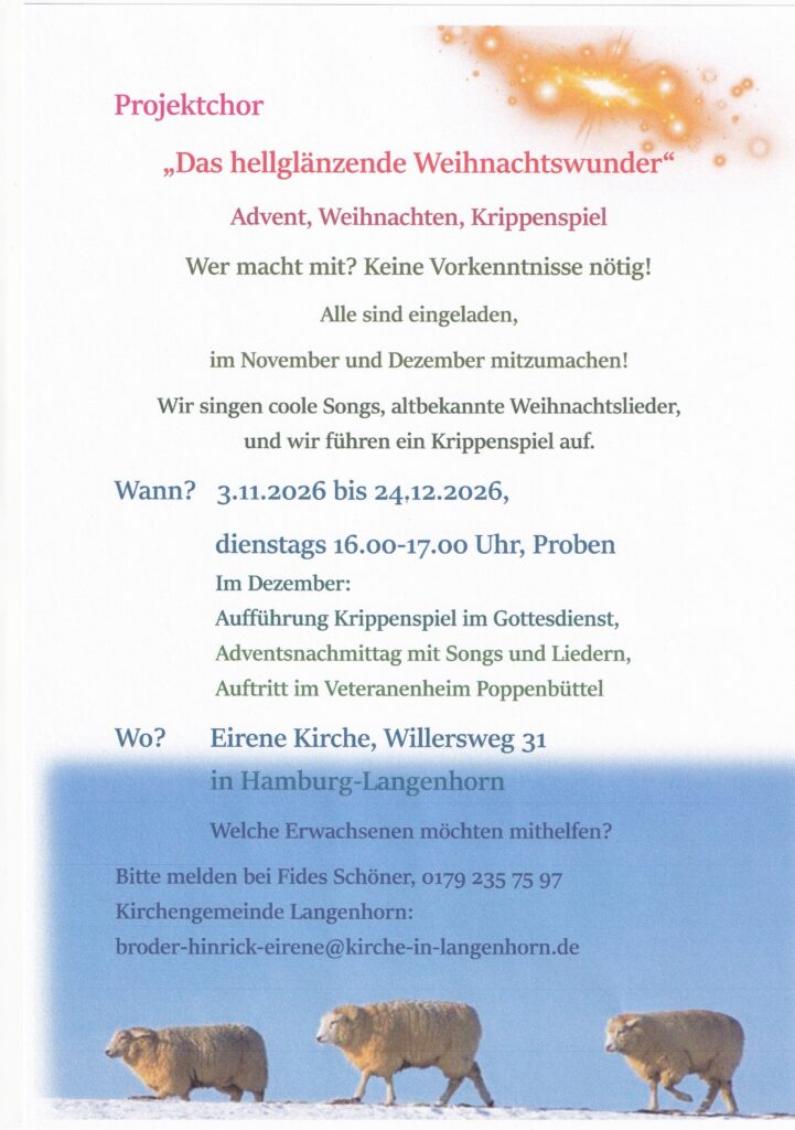 Projektchor Ankündigung